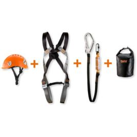 Anticaduta kit ponteggio, casco, imbragatura e fettuccia-cordino