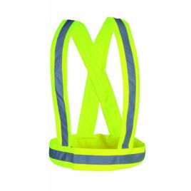 Bretella alta visibilita giallo tessuto 100% poliestere.